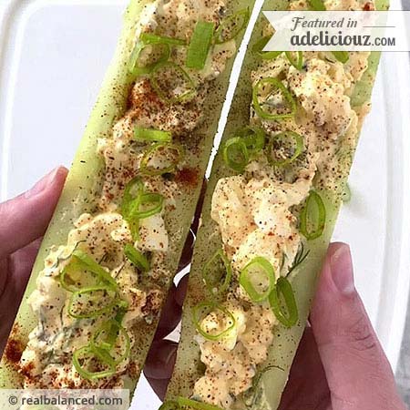 Spicy Egg Salad Cucumber Boats by Real Balanced