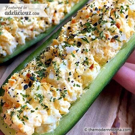 Egg Salad Cucumber Boats by The Modern Nonna