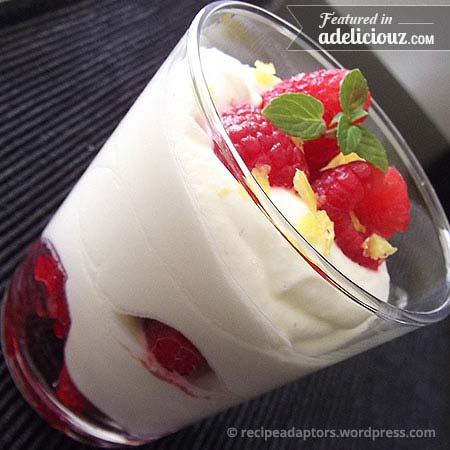 Lemon Syllabub with Raspberries by Recipe Adaptors